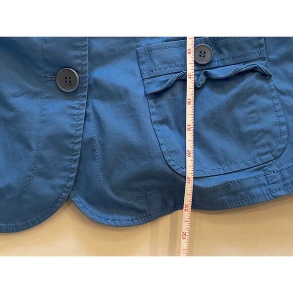 Talbots Lightweight Cotton Canvas Blue 3/4 Sleeve Button Jacket, Pockets, 10 - Picture 10 of 10